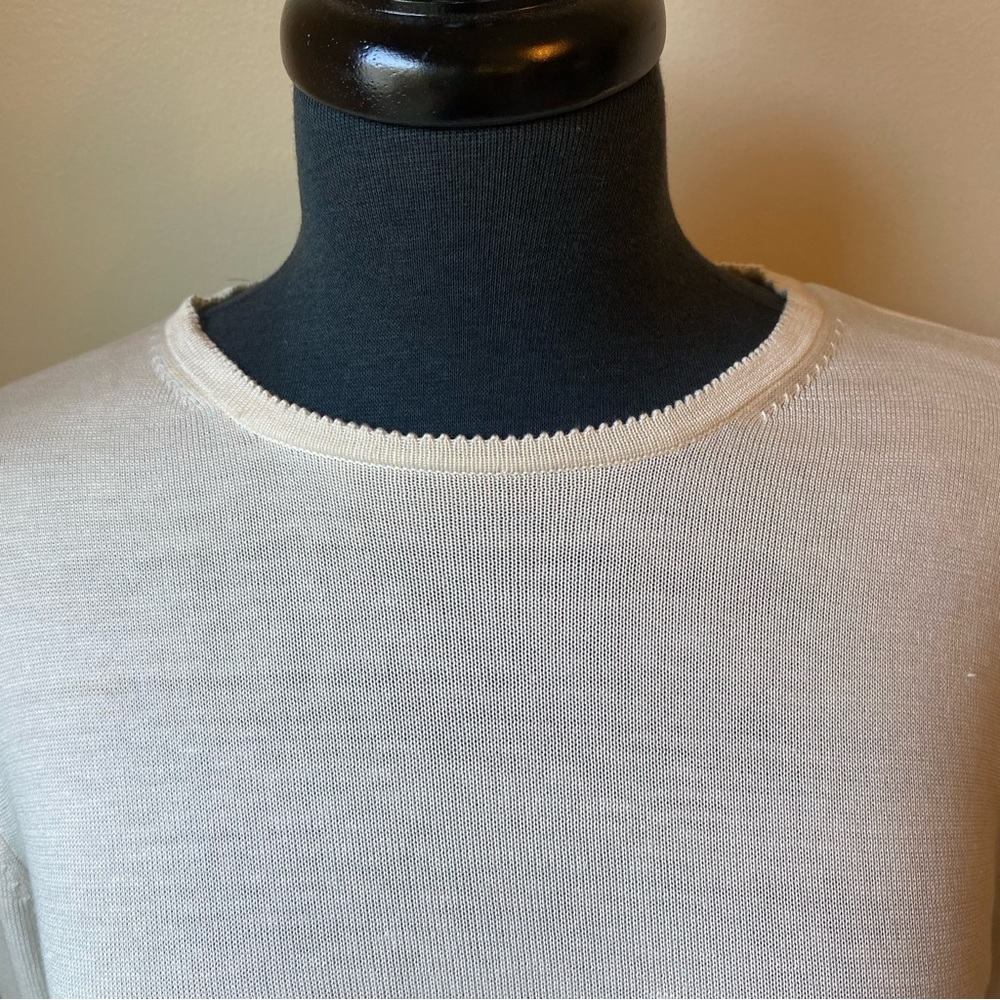 SILX Sweater Top White Silk Blend Long Sleeve Top Stretch Crewneck Pullover XL - Picture 4 of 9